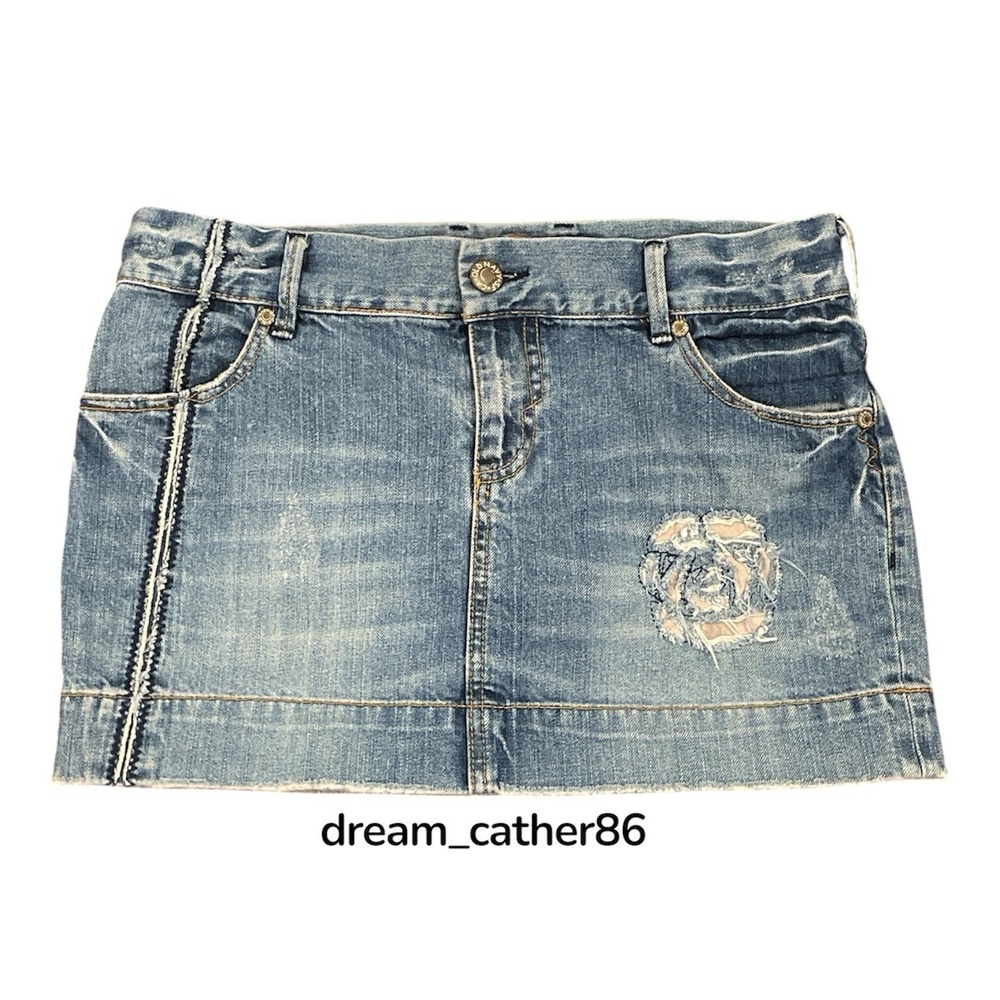 Vintage Old Navy Special Edition Embroidered‎ Jean Mini Skirt Fall 2004 Sz 8